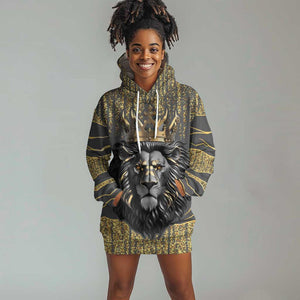 Personalized Black and Gold Lion Africa Hoodie Dress