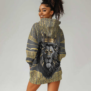 Personalized Black and Gold Lion Africa Hoodie Dress