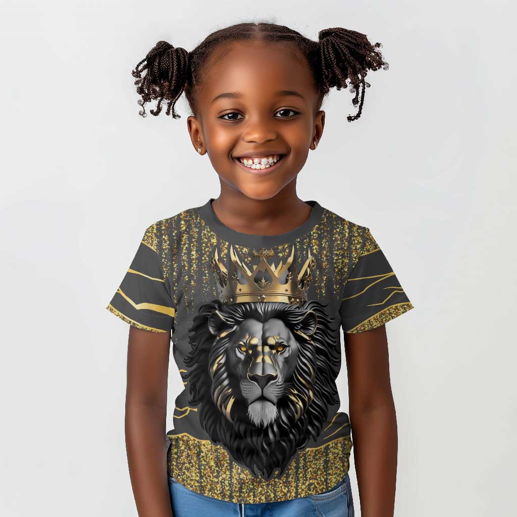 Personalized Black and Gold Lion Africa Kid T shirt