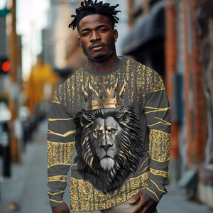 Personalized Black and Gold Lion Africa Long Sleeve Shirt DT03