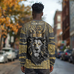 Personalized Black and Gold Lion Africa Long Sleeve Shirt DT03