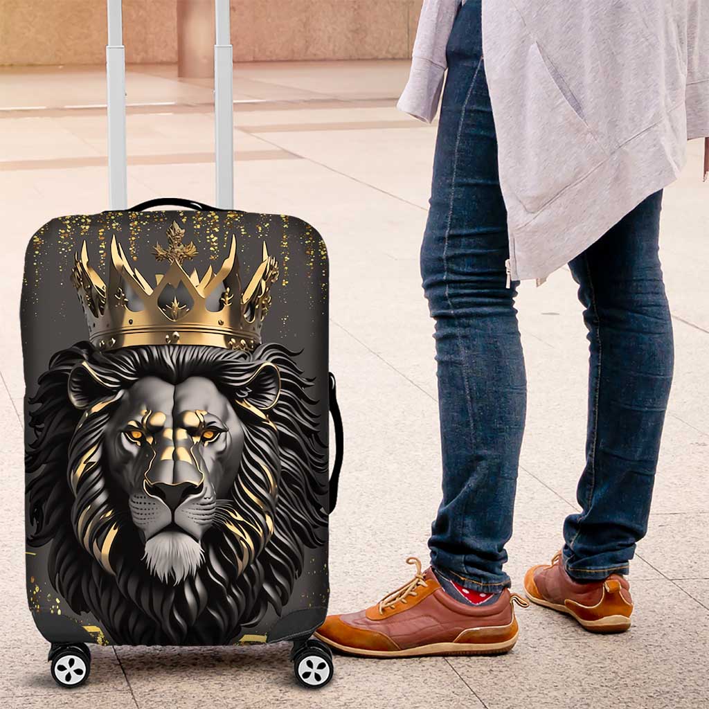 Personalized Black and Gold Lion Africa Luggage Cover