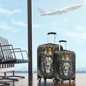 Personalized Black and Gold Lion Africa Luggage Cover