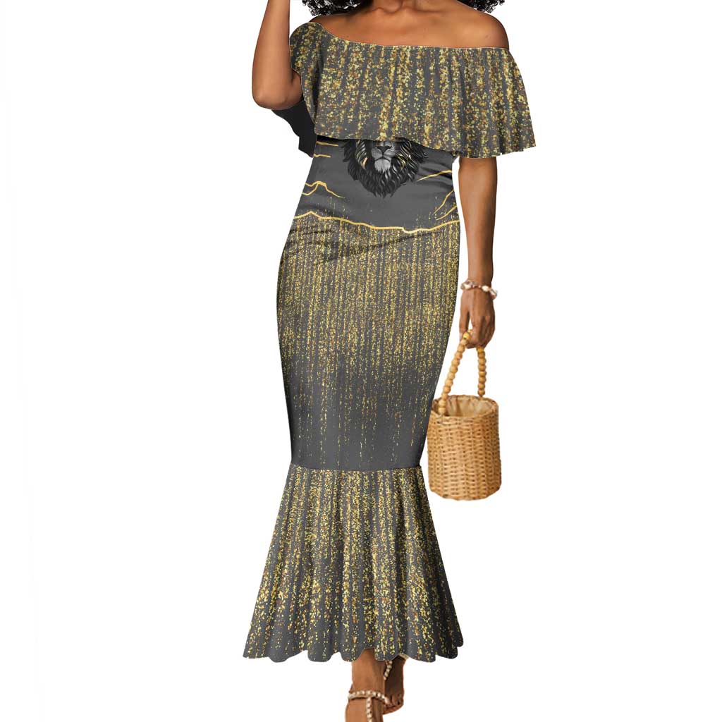 Personalized Black and Gold Lion Africa Mermaid Dress