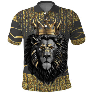 Personalized Black and Gold Lion Africa Polo Shirt