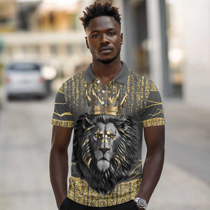 Personalized Black and Gold Lion Africa Polo Shirt