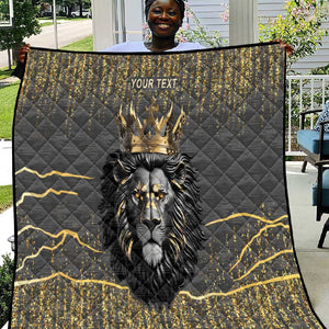 Personalized Black and Gold Lion Africa Quilt