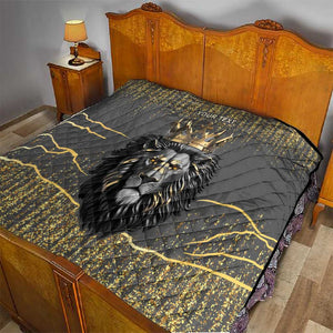 Personalized Black and Gold Lion Africa Quilt