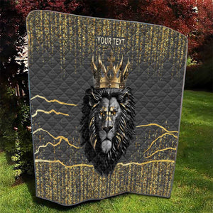 Personalized Black and Gold Lion Africa Quilt