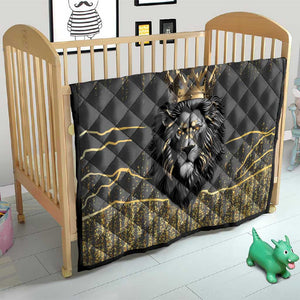 Personalized Black and Gold Lion Africa Quilt