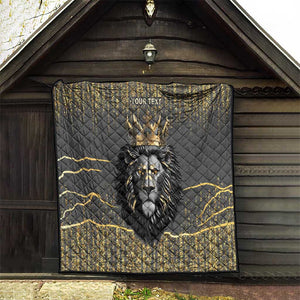 Personalized Black and Gold Lion Africa Quilt