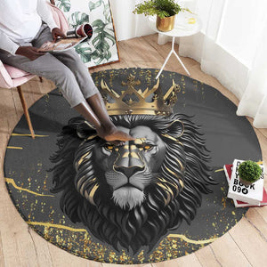 Personalized Black and Gold Lion Africa Round Carpet