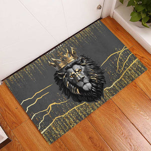 Personalized Black and Gold Lion Africa Rubber Doormat