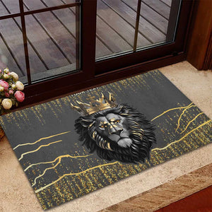 Personalized Black and Gold Lion Africa Rubber Doormat