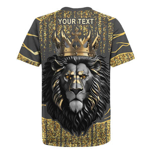 Personalized Black and Gold Lion Africa Rugby Jersey