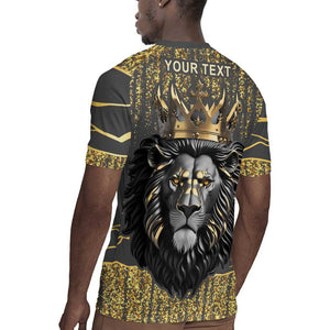 Personalized Black and Gold Lion Africa Rugby Jersey