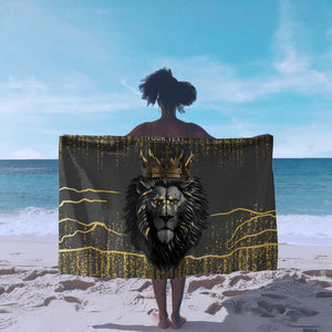 Personalized Black and Gold Lion Africa Sarong