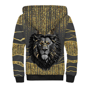 Personalized Black and Gold Lion Africa Sherpa Hoodie