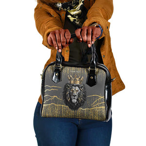 Personalized Black and Gold Lion Africa Shoulder Handbag