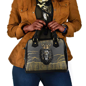 Personalized Black and Gold Lion Africa Shoulder Handbag