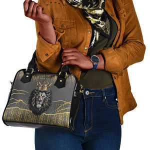 Personalized Black and Gold Lion Africa Shoulder Handbag