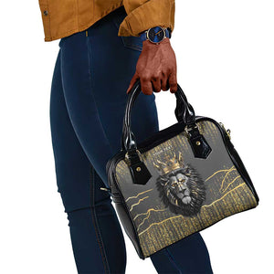 Personalized Black and Gold Lion Africa Shoulder Handbag