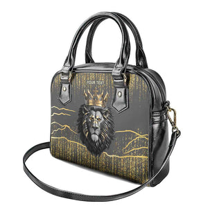 Personalized Black and Gold Lion Africa Shoulder Handbag