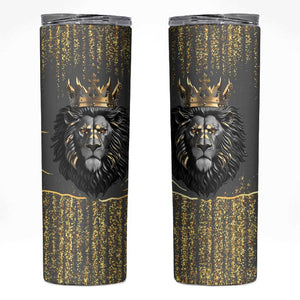 Personalized Black and Gold Lion Africa Skinny Tumbler