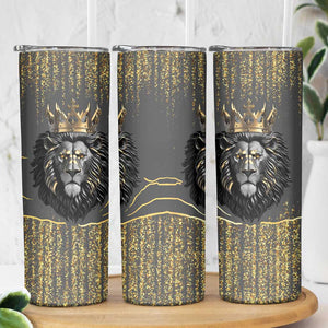 Personalized Black and Gold Lion Africa Skinny Tumbler