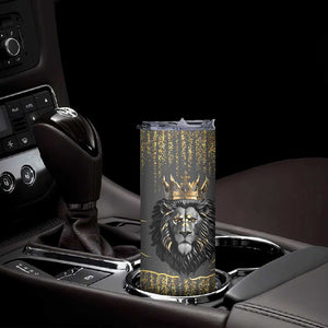 Personalized Black and Gold Lion Africa Skinny Tumbler