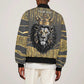 Personalized Black and Gold Lion Africa Sleeve Zip Bomber Jacket