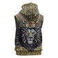 Personalized Black and Gold Lion Africa Sleeveless Zip Hoodie - African Pride
