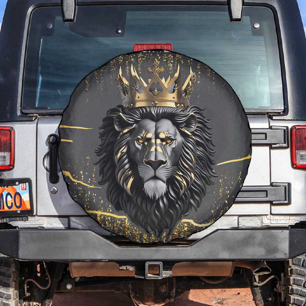 Personalized Black and Gold Lion Africa Spare Tire Cover