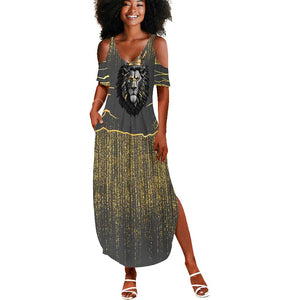 Personalized Black and Gold Lion Africa Summer Maxi Dress