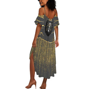 Personalized Black and Gold Lion Africa Summer Maxi Dress