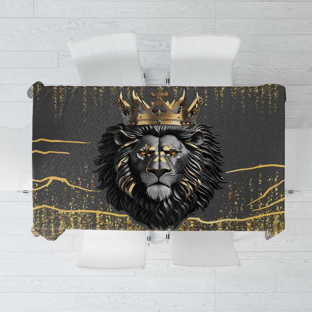 Personalized Black and Gold Lion Africa Tablecloth