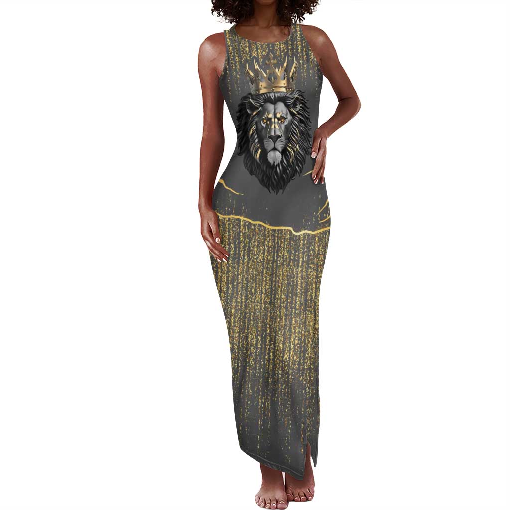 Personalized Black and Gold Lion Africa Tank Maxi Dress