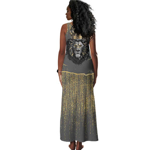 Personalized Black and Gold Lion Africa Tank Maxi Dress