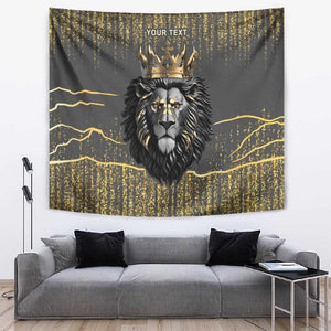 Personalized Black and Gold Lion Africa Tapestry