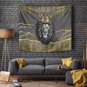 Personalized Black and Gold Lion Africa Tapestry