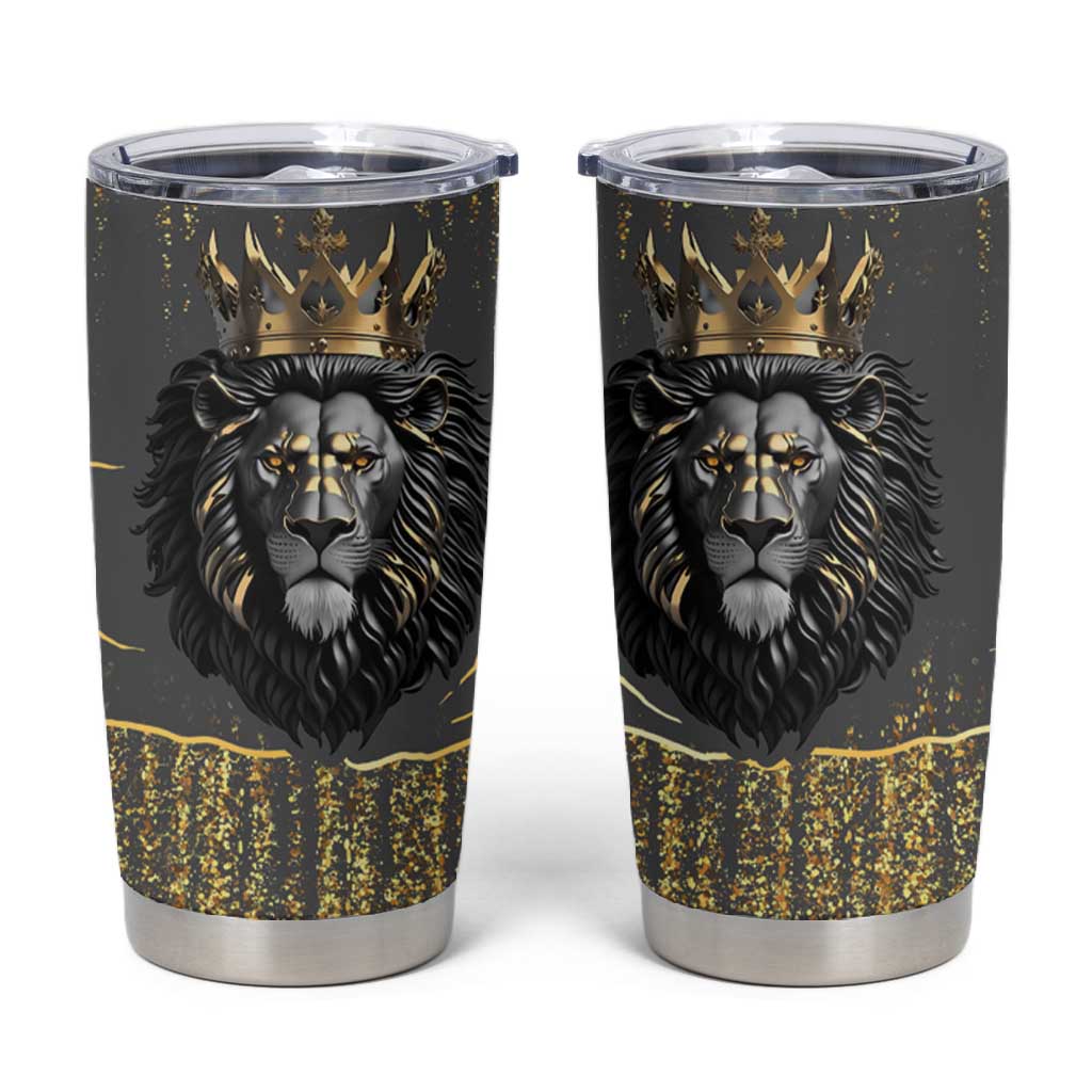 Personalized Black and Gold Lion Africa Tumbler Cup