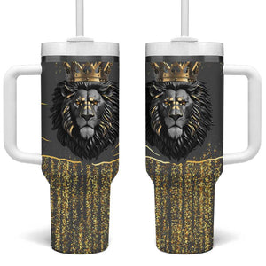 Personalized Black and Gold Lion Africa Tumbler With Handle