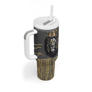 Personalized Black and Gold Lion Africa Tumbler With Handle