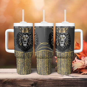 Personalized Black and Gold Lion Africa Tumbler With Handle