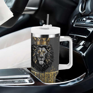 Personalized Black and Gold Lion Africa Tumbler With Handle