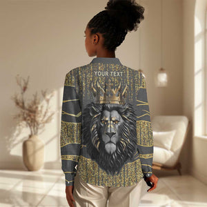 Personalized Black and Gold Lion Africa Women Casual Shirt