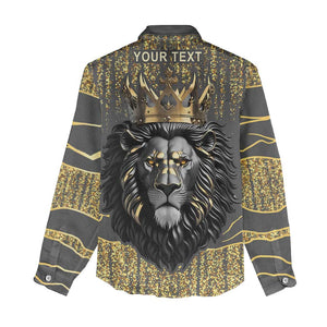 Personalized Black and Gold Lion Africa Women Casual Shirt