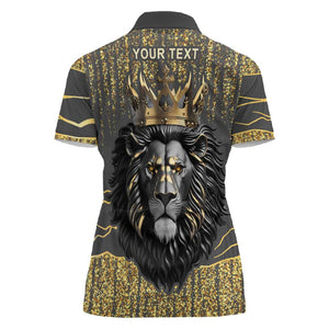 Personalized Black and Gold Lion Africa Women Polo Shirt