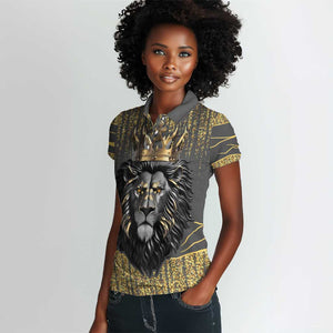 Personalized Black and Gold Lion Africa Women Polo Shirt