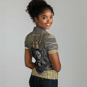 Personalized Black and Gold Lion Africa Women Polo Shirt